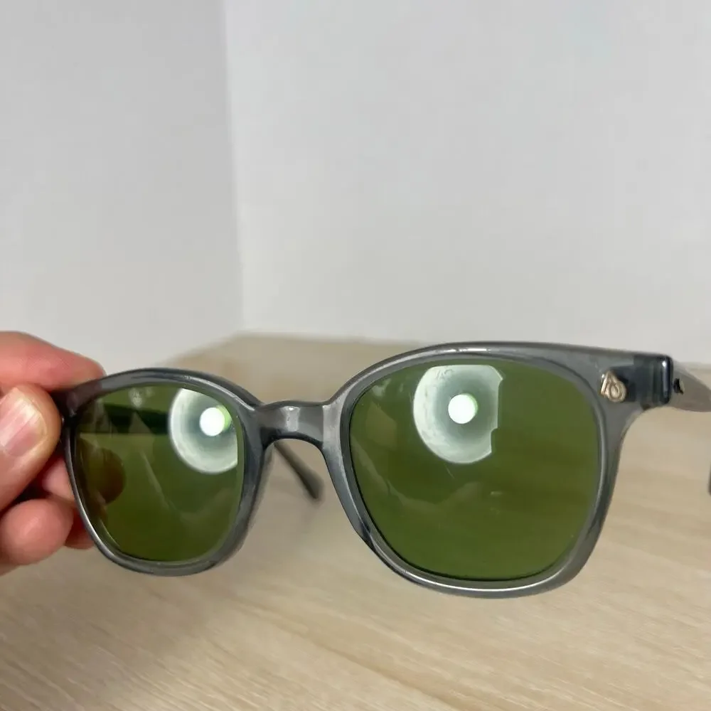 Vintage RARE! American Optical Horn-Rimmed Sunglasses Gray Clear Green Lenses